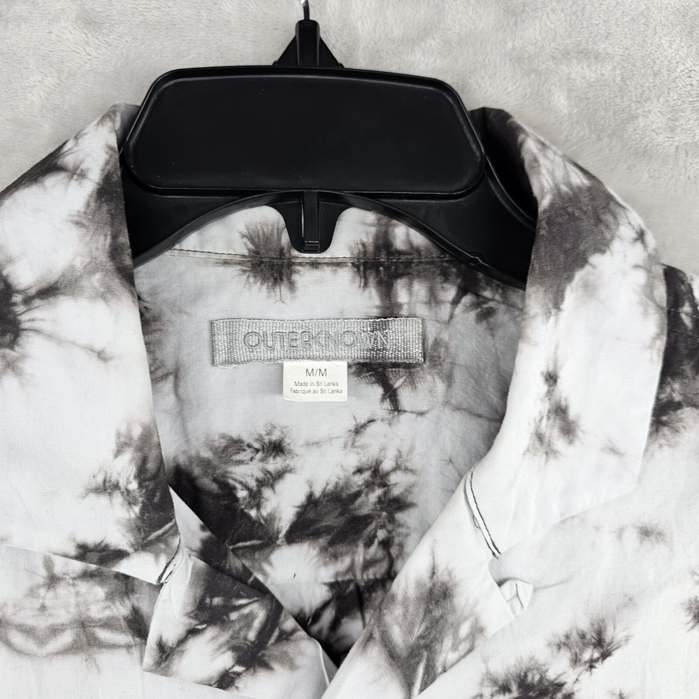 Outerknown Button Up Men Medium White Black Tie D… - image 2